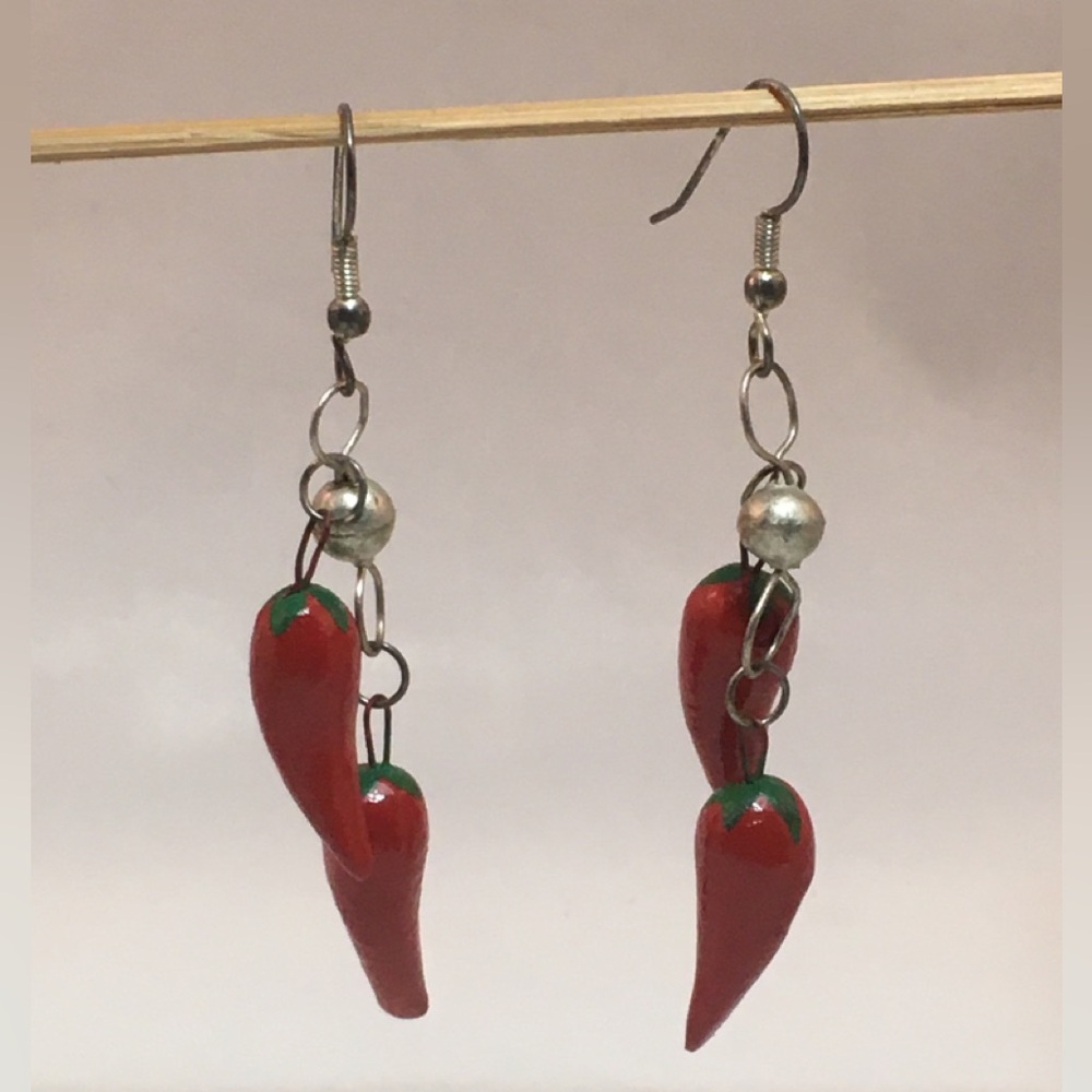 Red Chili Pepper Dangle Earrings